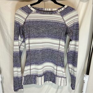 Lululemon Race Your Pace Long Sleeve Top Osaka Stripe Black Grape, Size 4